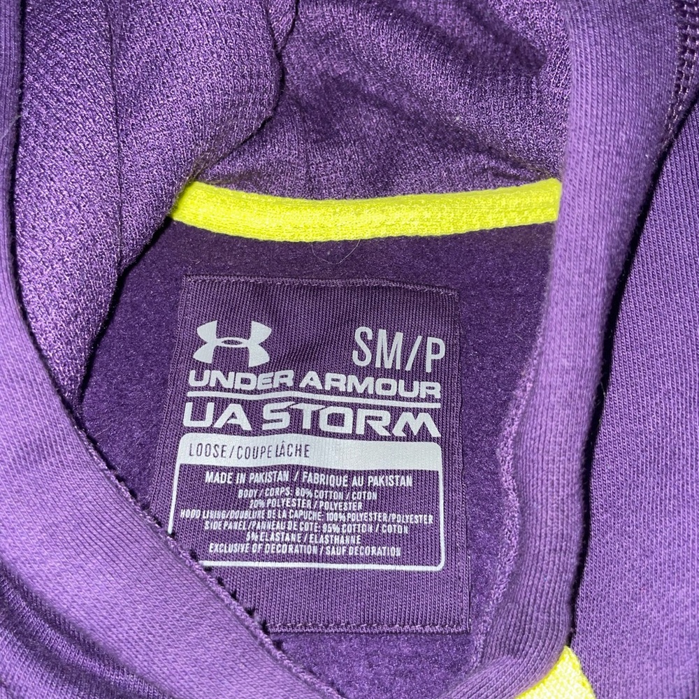 Under Armour women’s Fleece Storm Hoodie Purple and Neon Green S - Picture 4 of 5